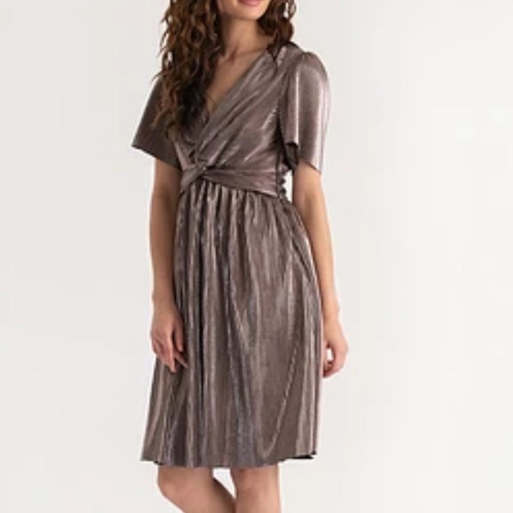Ricki's Brown Pleated Wrap Midi Dress